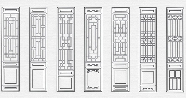 巴青常用中式仿古花窗图案隔断设计图